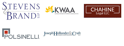 logos of stevens & brand, kansas women attorney association, chahine legal llc, polsinelli, and Joseph, Hollander and Craft, LLC