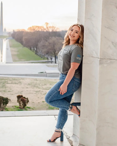 Heidi Wolff-Stanton poses in front of the National Mall in Washington, DC