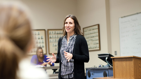 Pam Keller teaching a law class