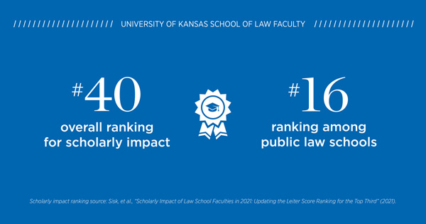 KU Law ranks #40 overall and #16 among public law schools for faculty scholarly impact