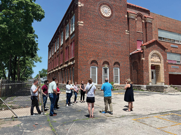 A group visits the decommissioned Marlborough Elementary School