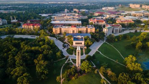 Aerial view of the KU campus in Lawrence